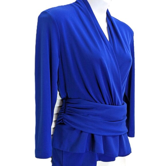 The Fold London Belleville WomensTop Small Royal Blue Knit Long Sleeve Blouse - Picture 3 of 16